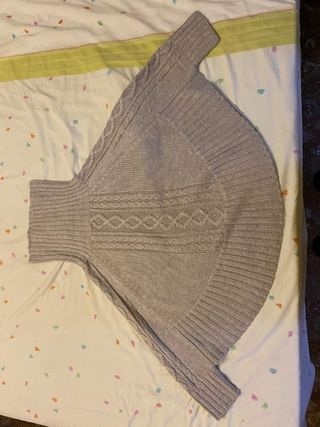 Poncho de lana mujer gris