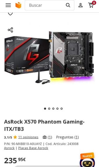 Placa base ASRock X570 Phantom Gaming-ITX/TB3