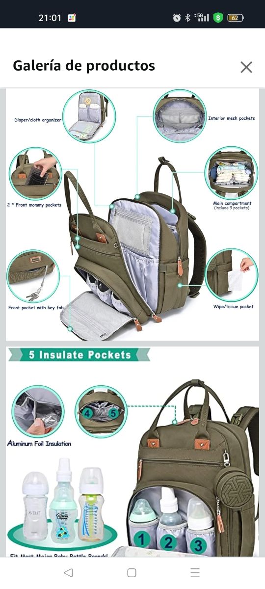 Mochila Pañales Térmica Biberones Multiusos