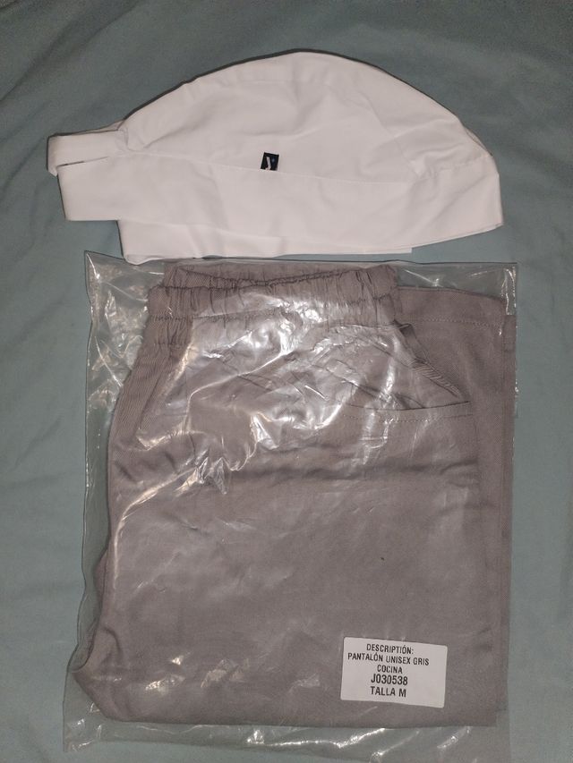 Pantalón Cocina y gorro Unisex Gris Talla M