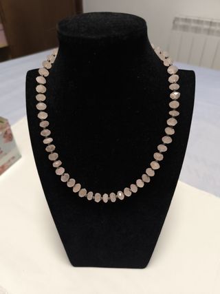 Collar de cuarzo rosa facetado