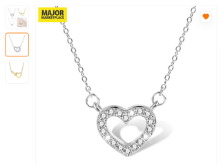 Collar Corazón KISSPAT Oro Blanco 14k Circonitas