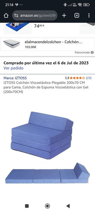 Sofá cama plegable azul
