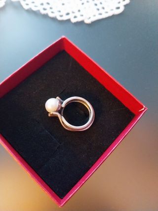 Conjunto Anillo y Pendientes Perlas Plata