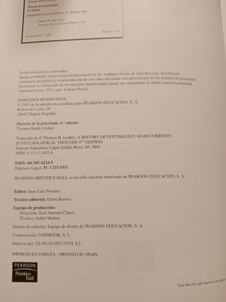 Historia de la Psicología. 6a edición. Pearson.
