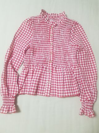 Camisa cuadros roja y blanca talla M