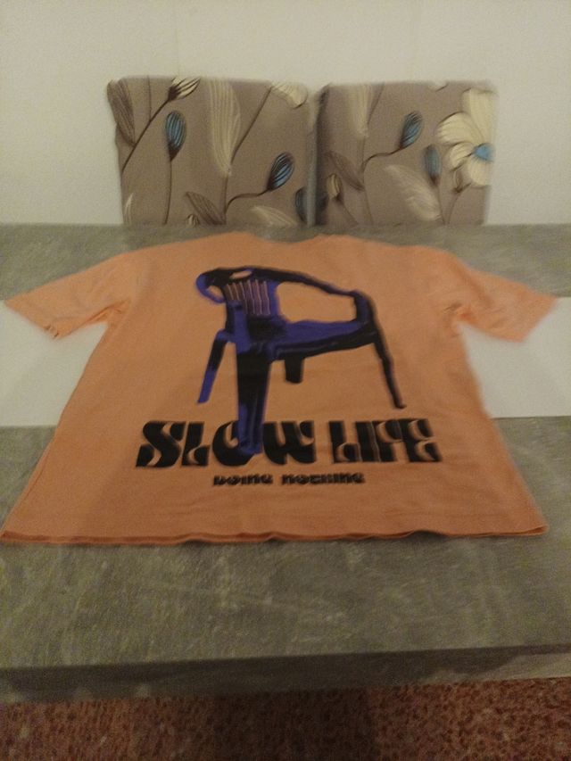 Camiseta naranja con estampado Slow Life 13Y