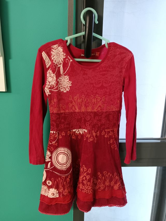 Vestido niña 4 años Desigual rojo estampado flores