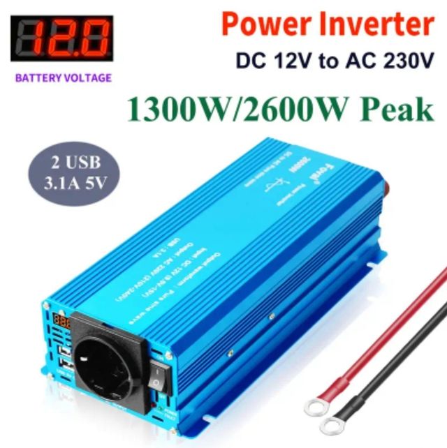 Inverter ad onda pura da 12VDC a 230VAC 1300W