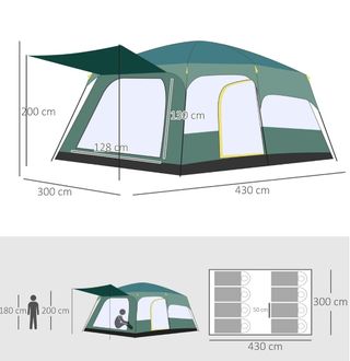 Tienda de campaña familiar verde