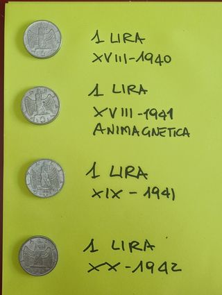 Monete da 1 Lira Italia 1940-1942