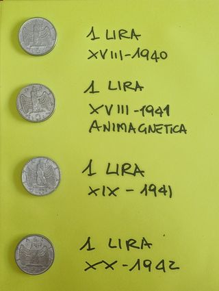 Monete da 1 Lira Italia 1940-1942