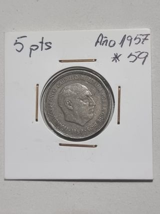 Moneda 5 pts Francisco Franco 1957