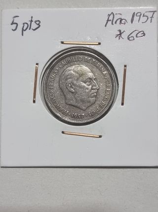 Moneda 5 pts Año 1957 Francisco Franco