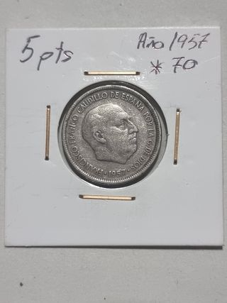 Moneda 5 Pesetas 1957 Francisco Franco
