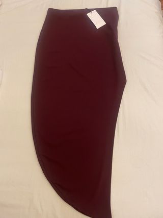 Falda Zara Crepe Asimétrica Morado