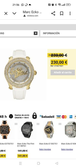 Reloj Marc Ecko Wild Dorado y Blanco
