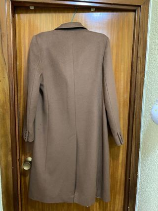 Abrigo largo lana mujer marrón