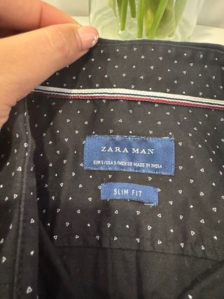 Camisa Negra Manga Larga Hombre Talla S de Zara
