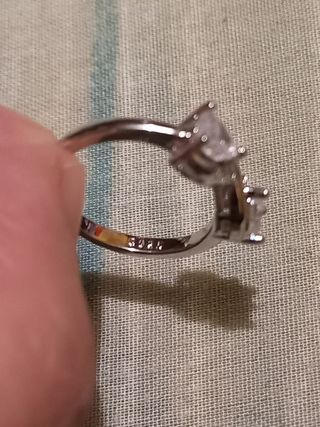 Anillo Plata 2 Corazones Cristal