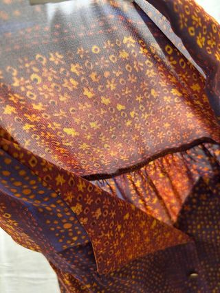 Camicia donna fantasia arancione e viola