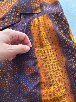 Camicia donna fantasia arancione e viola