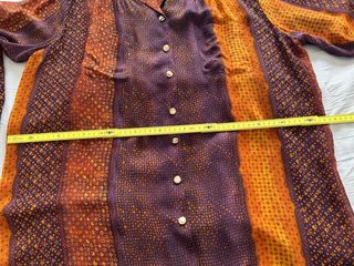 Camicia donna fantasia arancione e viola