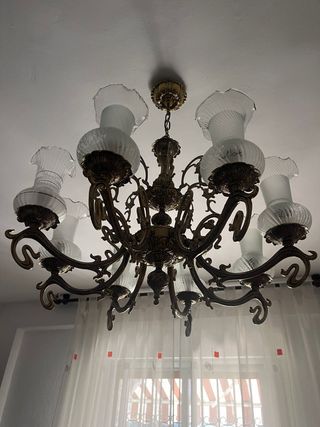 Lámpara de bronce y cristal