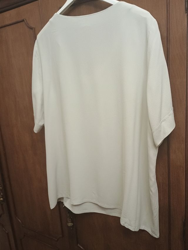 Top NH manga corta cuello pico gris M