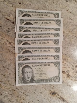 8 Billetes 5 Pesetas 1951 Banco de España