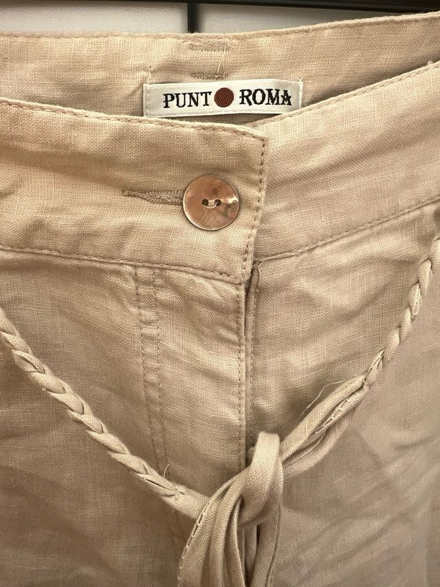 Pantalón 100% Lino Beige