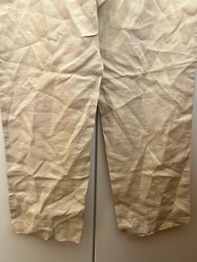 Pantalón 100% Lino Beige