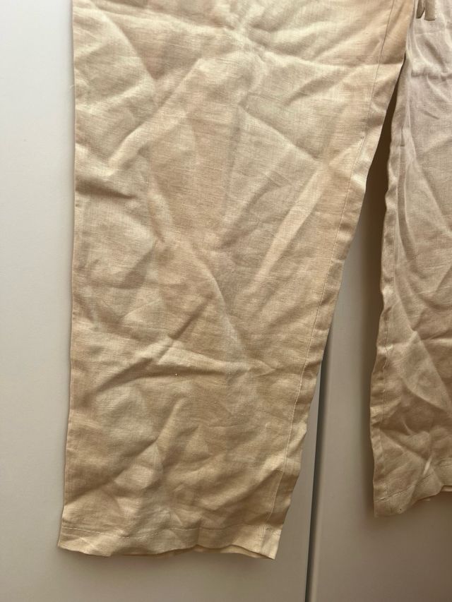 Pantalón 100% Lino Beige