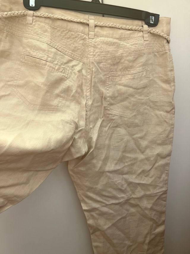Pantalón 100% Lino Beige