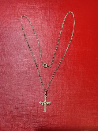 Collar Plata Cruz Alpha Omega
