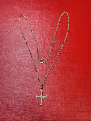 Collar Plata Cruz Alpha Omega