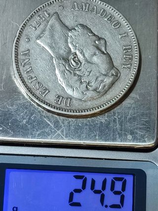 Moneda 5 Pesetas Plata Amadeo I 1871