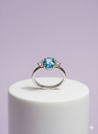 Anillo Plata 3 Gemas Azul