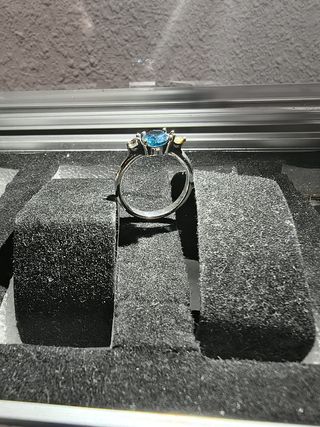 Anillo Plata 3 Gemas Azul