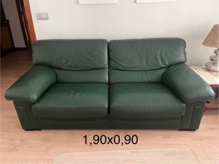 Sofá de piel verde 1,90x0,90