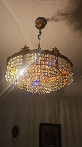 Lámpara de techo de cristal y metal