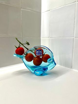 Pez de cristal azul vintage INCRISA estilo Murano