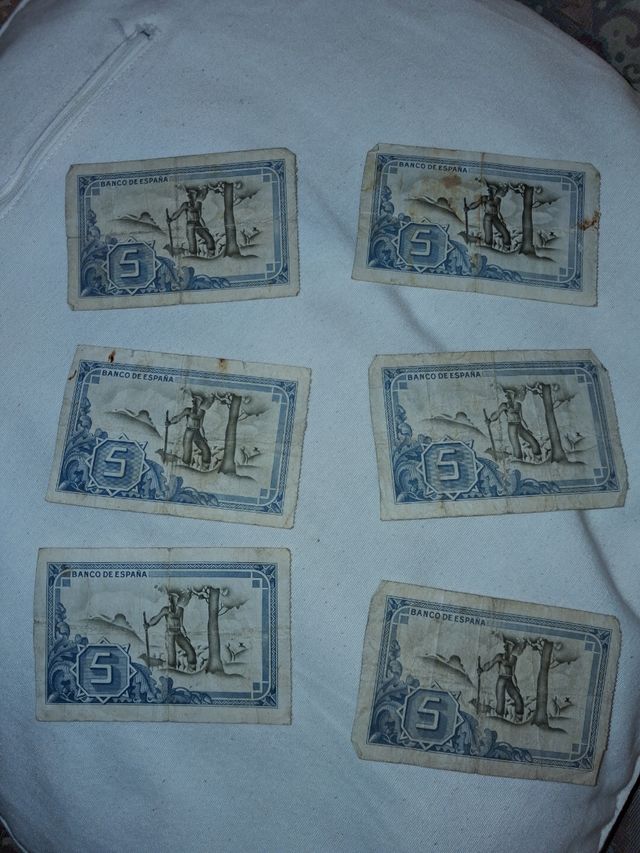 6 Billetes 5 Pesetas Bilbao 1937 El Banco de Españ