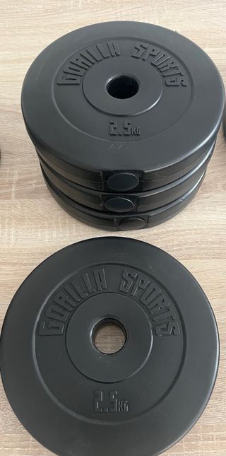 Set de Barra Larga y Discos de Pesas de Plástico 
