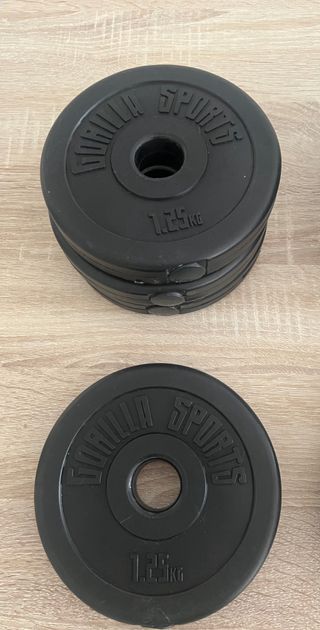 Set de Barra Larga y Discos de Pesas de Plástico 
