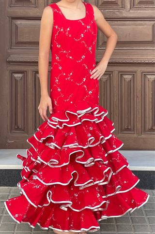 Traje de flamenca rojo talla 36-38 