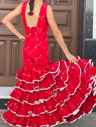 Traje de flamenca rojo talla 36-38 