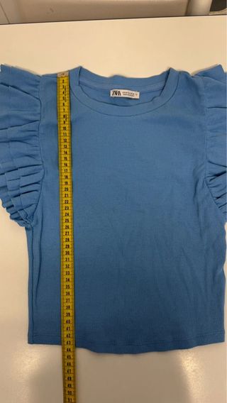 Top Zara Azul Claro M Volantes