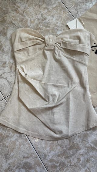 Top Zara Corazón Crudo Talla M