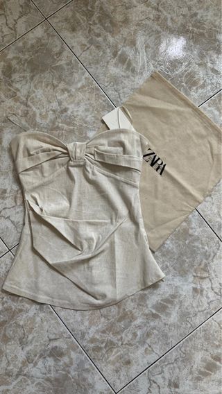 Top Zara Corazón Crudo Talla M